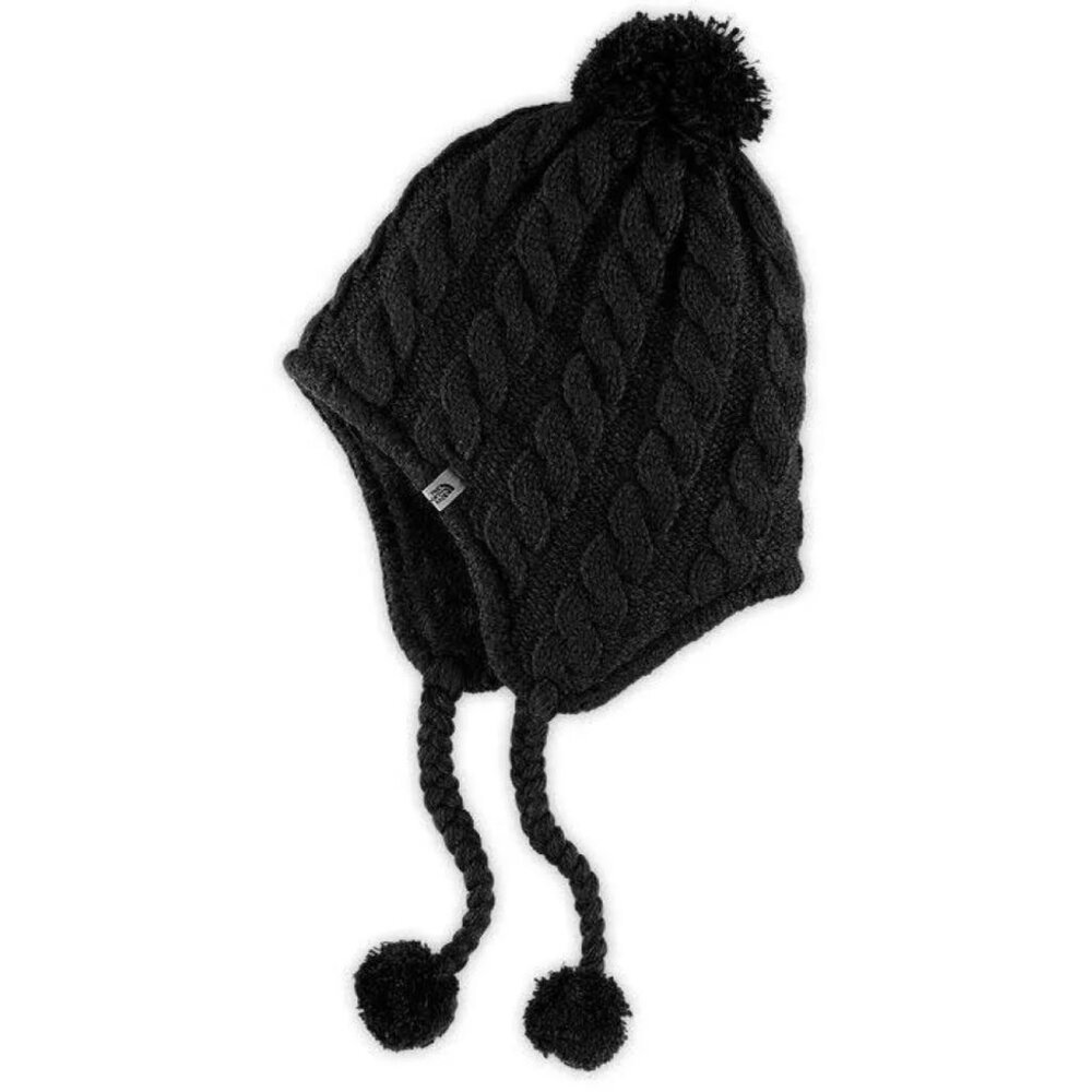 NWT North Face Fuzzy Earflap Beanie in Black